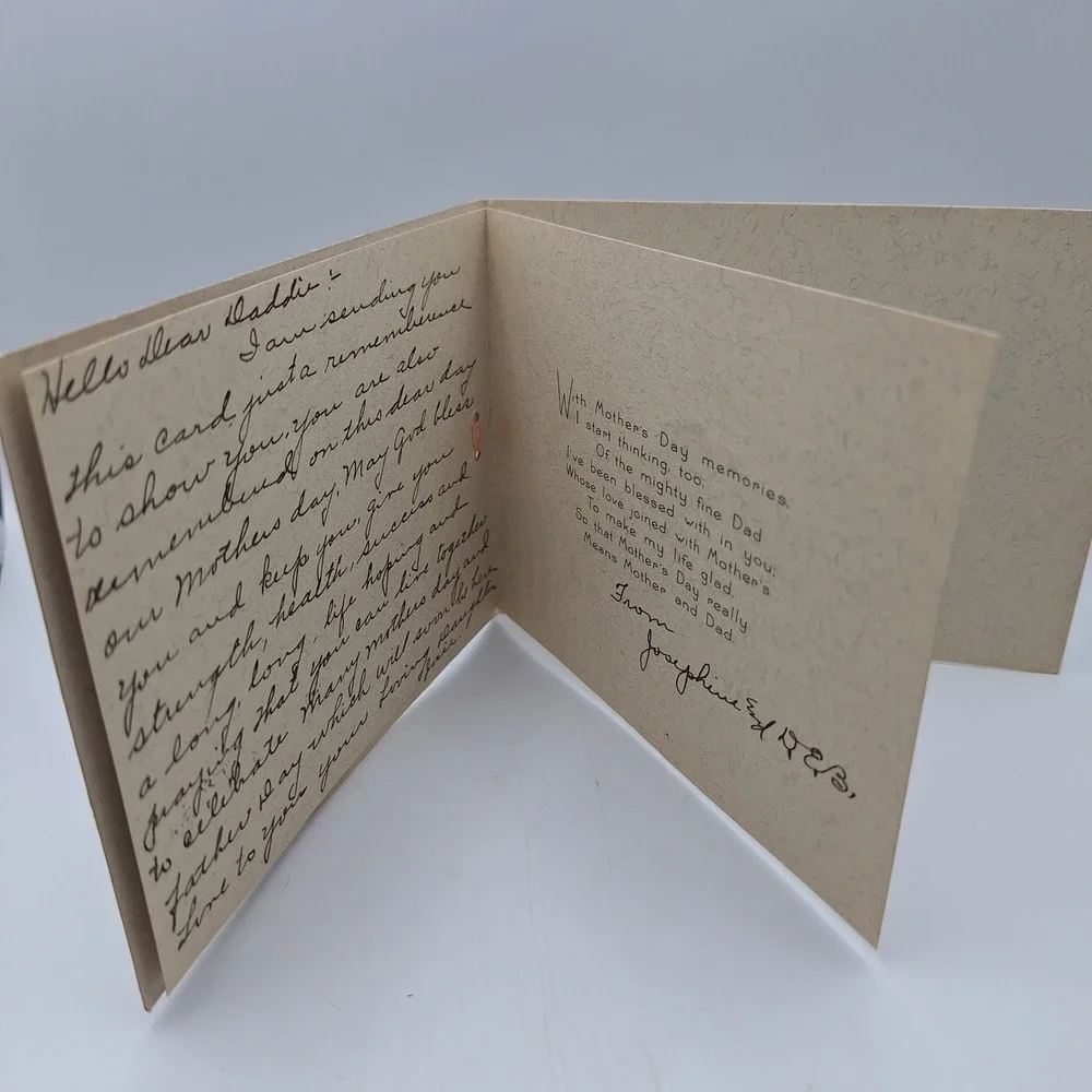 Vintage To Dad on Mothers Day Greeting Card with Ribbon Flower‎ Design